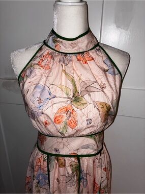 NWT Entro Halter Midi Dress in Blush Pink green, cute! Large